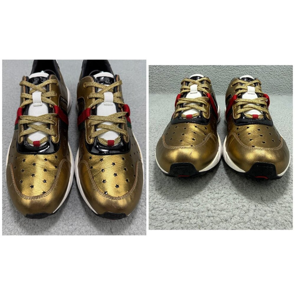 Gucci Mark Ronson Womens 10.5 / EU 40.5 Shoes Gold Icon Temporary Sneakers Italy - Picture 10 of 12